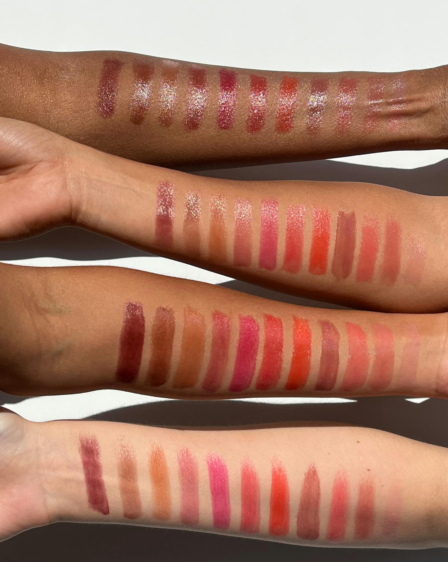 swatches of all shades on arm